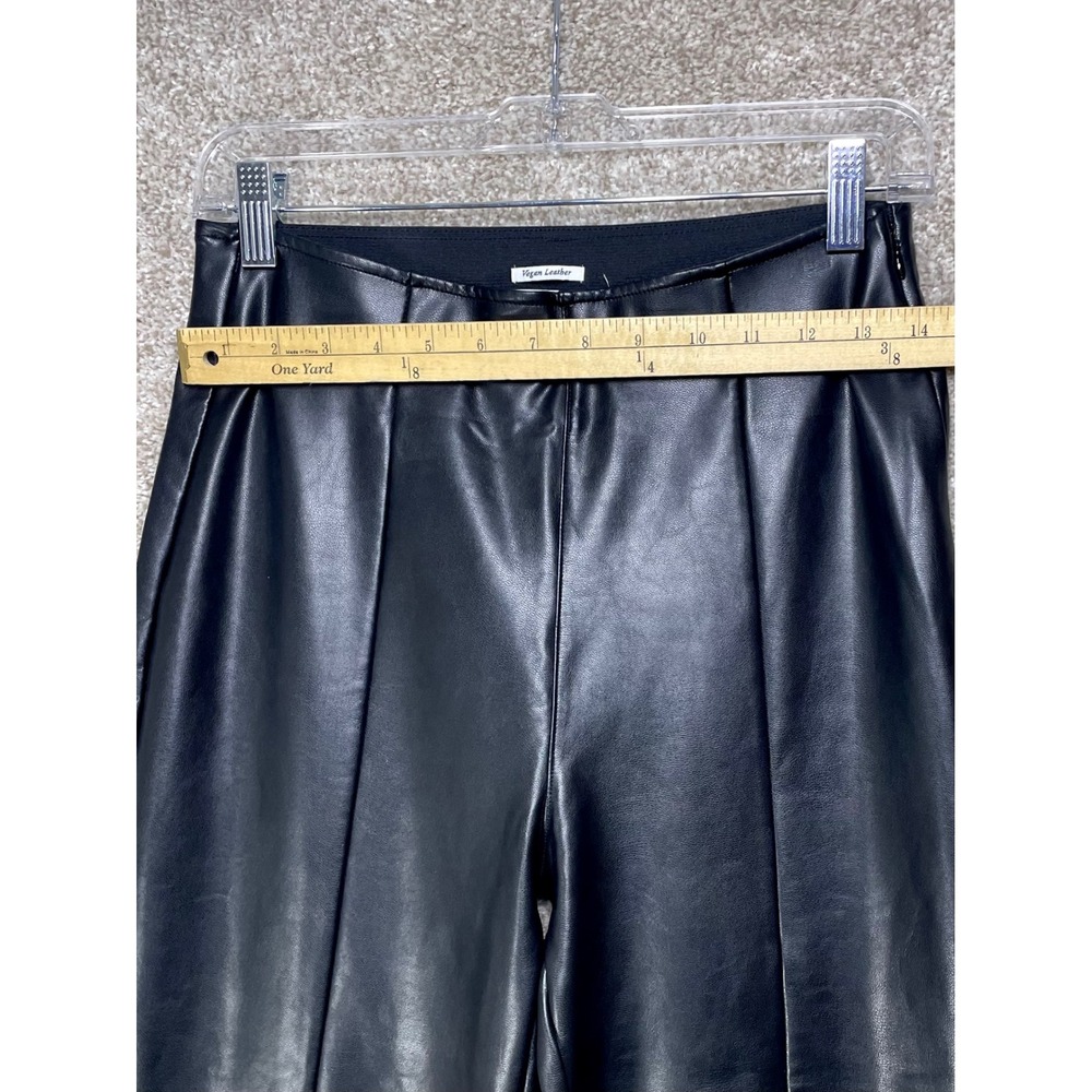 Abercrombie & Fitch Vegan Leather Flare Pants Women M Black High Rise Edgy Biker - Picture 6 of 8